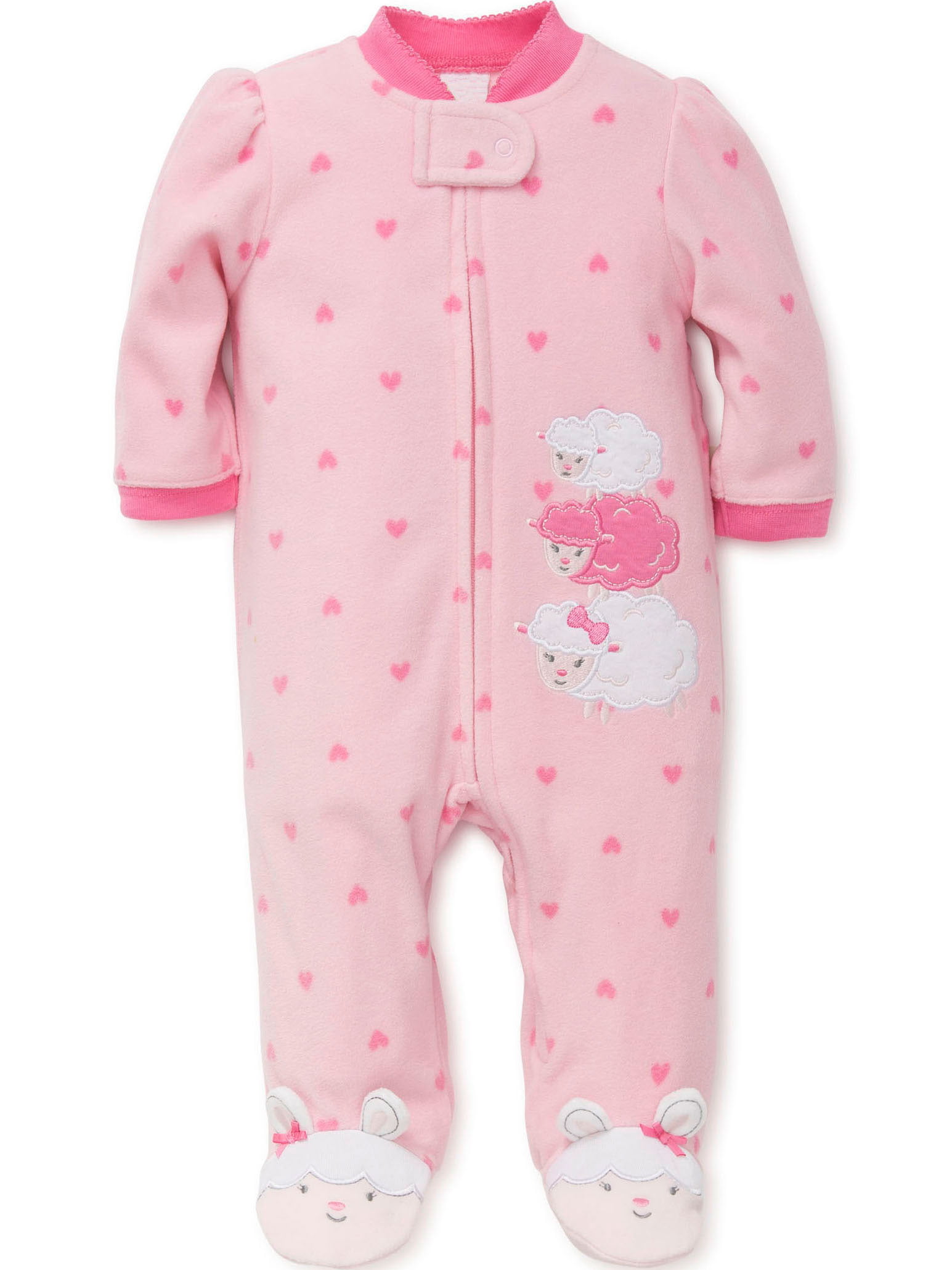 LTM Baby - Sheep Lamb Fleece Blanket Sleeper Girls Winter Pajamas-Pink