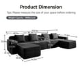 thumbnail image 6 of Newest Modular 4 Seat U Shape Sectional Boneless Sofa, Cloud Sectional Couch,Deep Seat, Modern Modular 4-Seat Sofa Couch,Throw Pillows,2 Movable Ottomans, Corduroy Fabric Black, 6 of 11