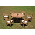 thumbnail image 4 of Grade-A Teak Dining Set: 6 Seater 7 Pc: 72" Round Table And 6 Veranda Arm Chairs Outdoor Patio WholesaleTeak #WMVRq, 4 of 4