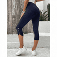 thumbnail image 5 of MLDRA Women's Capri Leggings Yoga Pants with Pockets High Waisted Knee Length Stretch for Casual Soft Workout Exercise Ladies Lounge Pants Navy Blue XL, 5 of 7
