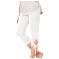 thumbnail image 2 of ZXLBBD Girls Kids Elastic Waisted Stretchy Capri Leggings Summer Comfort Solid Color Yoga Beach Workout Pants Versatile Causal Daily Wear,White,Size 9 Y-10 Y, 2 of 4