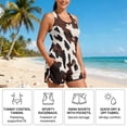 thumbnail image 3 of Psesaysky Brown Cow Print 2 Piece Swimwear Outfits Tummy Control Tankini Swimsuits Racerback Wide Straps Tank Top Bathing Suits Shorts Resort Wear, 3 of 7