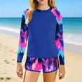 thumbnail image 5 of Einccm Girls Two-Piece Swimsuit Set for 6-15 Years - Long Sleeve Conservative Swimwear with Tropical Leaf Print, Sun Protection for Beach, Surfing and Casual Wear, 5 of 5