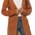 thumbnail image 3 of Cárdigan elegante de otoño 2024 multicolor para mujer, cárdigan largo ajustado y fino con bolsillos grandes, suéter de lana para mujer, 3 of 5