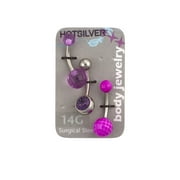 14-Gauge Jeweled Belly Ring Trio, Purple