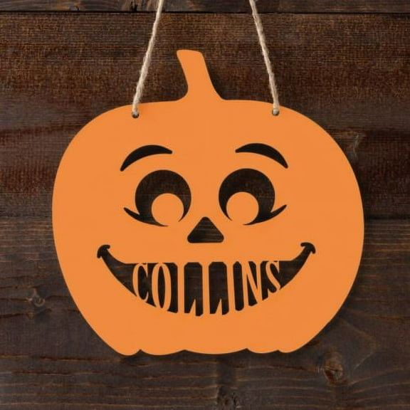 Personalized Orange Wood Jack O Lantern