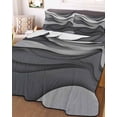 thumbnail image 2 of Quilts Full Size, Black Grey Ombre Soft Comforter Bedding Set for Bed, Abstract Grey Wave Texture Gradient Lightweight Quilted Bedspread with Pillow Cover(2 Pieces) for All Season, 78x90 Inch, 2 of 6
