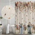 thumbnail image 5 of Navy Blue Pumpkin Fall Shower Curtain, Waterproof Shower Curtains for Bathroom, Thanksgiving Leaves Floral Rustic Washable Fabric Bathtub Curtain Set Bath Decor with 12 Hooks Long 72"x84", 5 of 8