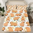 thumbnail image 2 of Homewish Cute Animal Floral Capybara 4-Piece Full Size Sheets for Children Teens Boys,Cartoon Wildlife Bed Sheets,Black Brown Lightweight Sheet Sets,Breathable Home Decor, 2 of 7