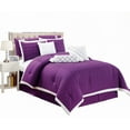thumbnail image 1 of Legacy Decor 9 pc Pleated Microfiber Comforter Set, Purple and White Color, California King Size, 1 of 6