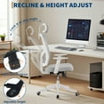 thumbnail image 3 of High Back Ergonomic Office Chair - Adjustable Lumbar Support & Headrest, Swivel Task Chair with -Up Armrests, Height-Adjustable Rocking Mesh Computer Desk Chair, for Home/Office(White+Grey, 3 of 9