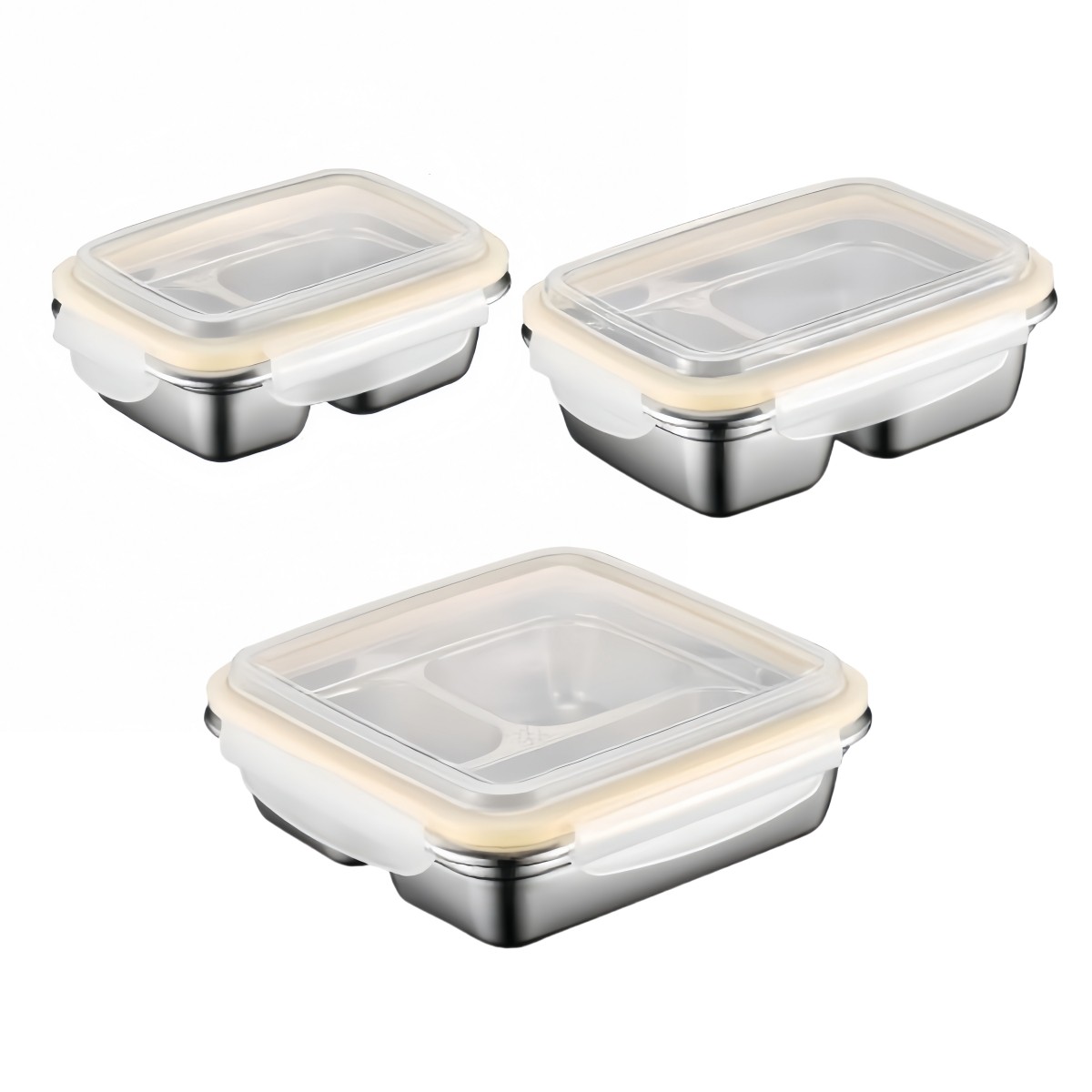 2 Compartment Stainless Steel Lunch Box Leak Proof Snack Container For School