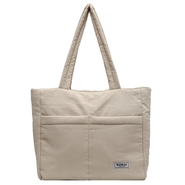 Bolso Hobo Plumón para Mujer Bolso Ligero Con Múltiples Bolsillos Bolso para Citas Diarias (Beige)