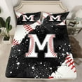 thumbnail image 2 of jejeloiu Letter M Monogrammed Full Size Sheets,Baseball Sport Game Bed Sheets,Black Splashing Ink Sheet Sets For Girls,Microfiber Room Decorative,4pcs, 2 of 7