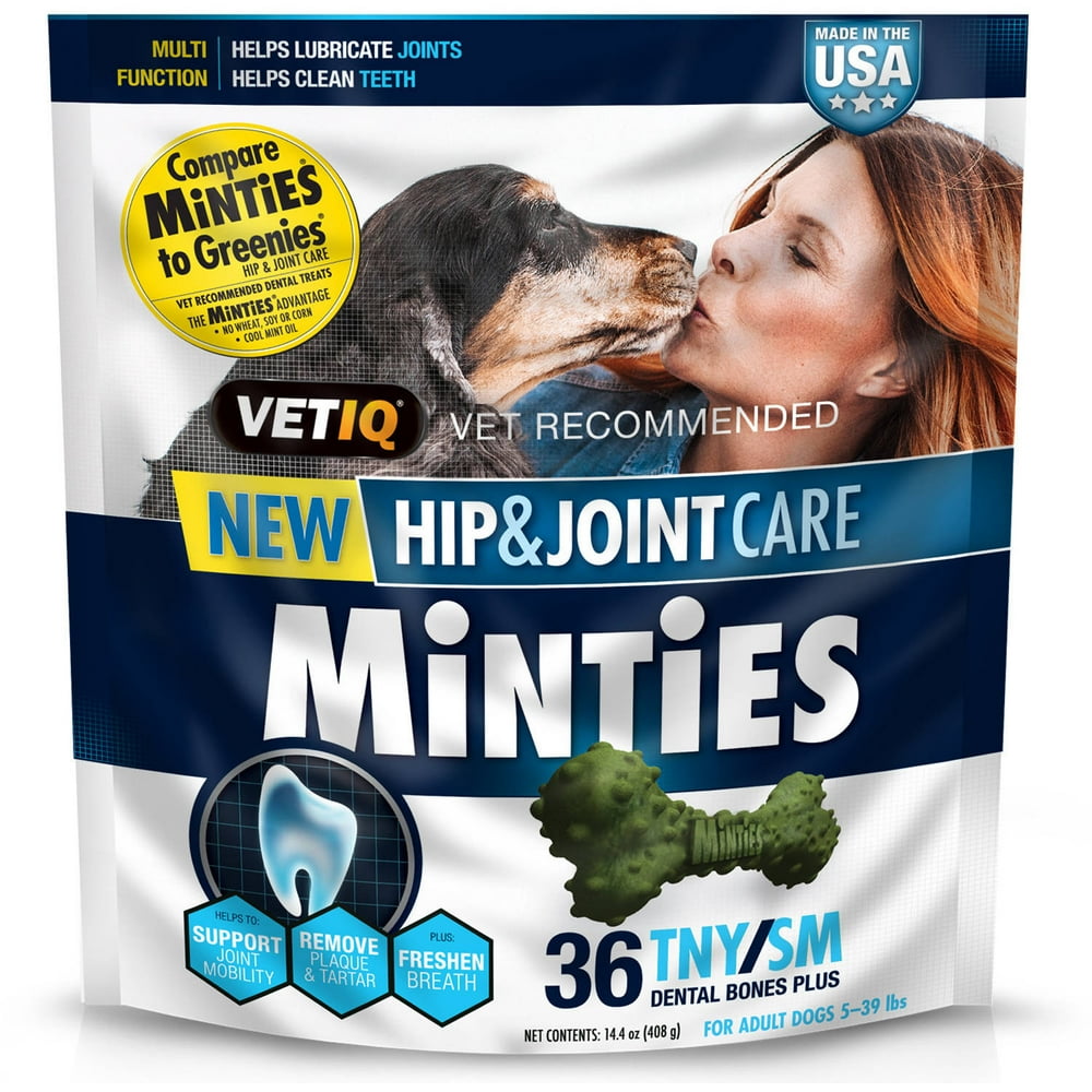 Minties Hip and Joint Dental Dog Treats for Small Dogs, 36 Count