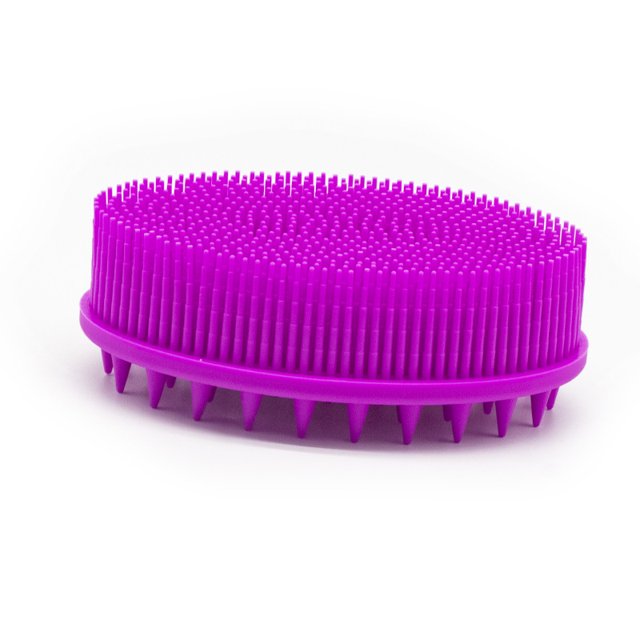 Juego de depurador corporal de silicona con soporte para jabón, cepillo de baño y champú 2 en 1, lufa exfoliante de silicona, hace buena espuma y es más higiénico que la lufa tradicional (púrpura) Sincero Electrónica