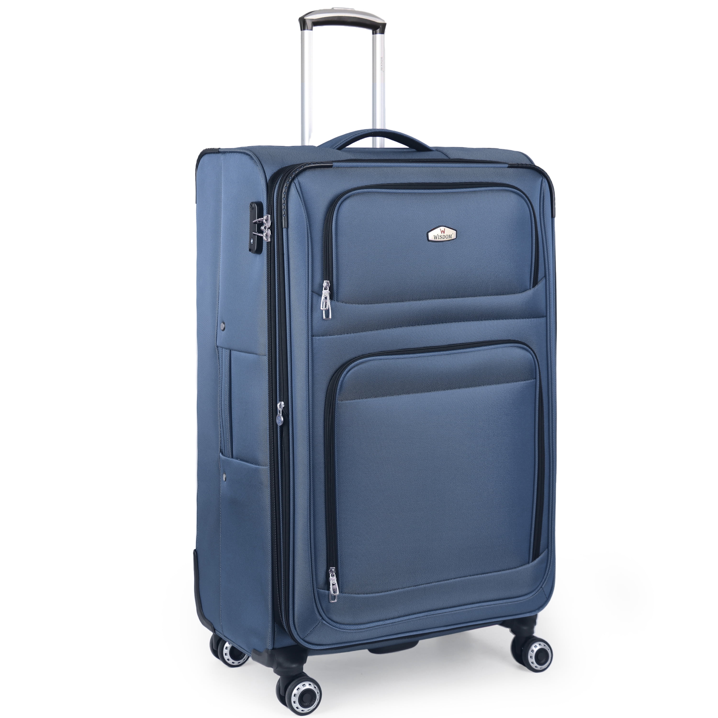 30" Softside Large Checked Luggage Lightweight Expandable Suitcase with Spinner Wheels & TSA Lock,Blue - WD1622