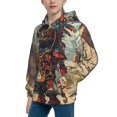 thumbnail image 2 of Haiem Tribal Futuristic Warrior Pattern Boys Hoodie, Youth Pullover Hooded Sweatshirt, Kangaroo Pocket Hoodie for Kids Girls -Small, 2 of 6