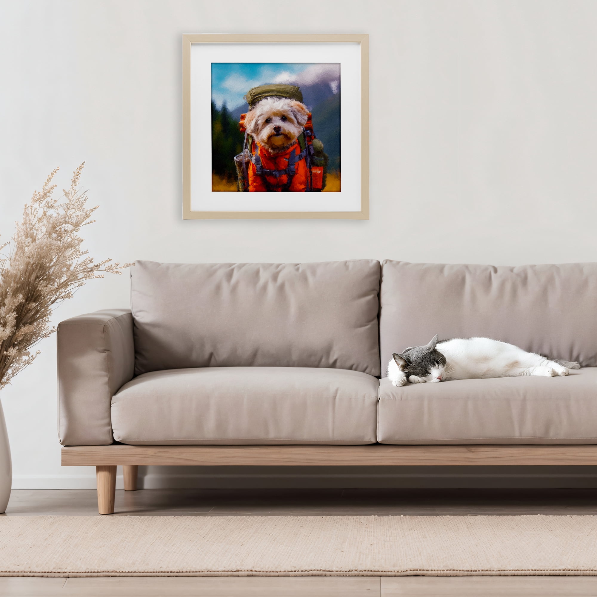 Stupell Industries Adventuring Hiker Dog Birch Framed Print Under Glass, design by Sean Parnell