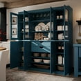 thumbnail image 4 of Palace Imports 100% Solid Wood Kitchen Pantry Storage Cabinet with Glass Doors, Adjustable Shelves and 2-Drawers, Teal Blue, 4 of 6