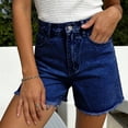 thumbnail image 3 of felwors Women's High Waist Beige Denim Shorts 2026 Trendy Raw Hem Stretchy Casual Shorts for Daily Vacation Wear（Dark Blue， XL）, 3 of 7