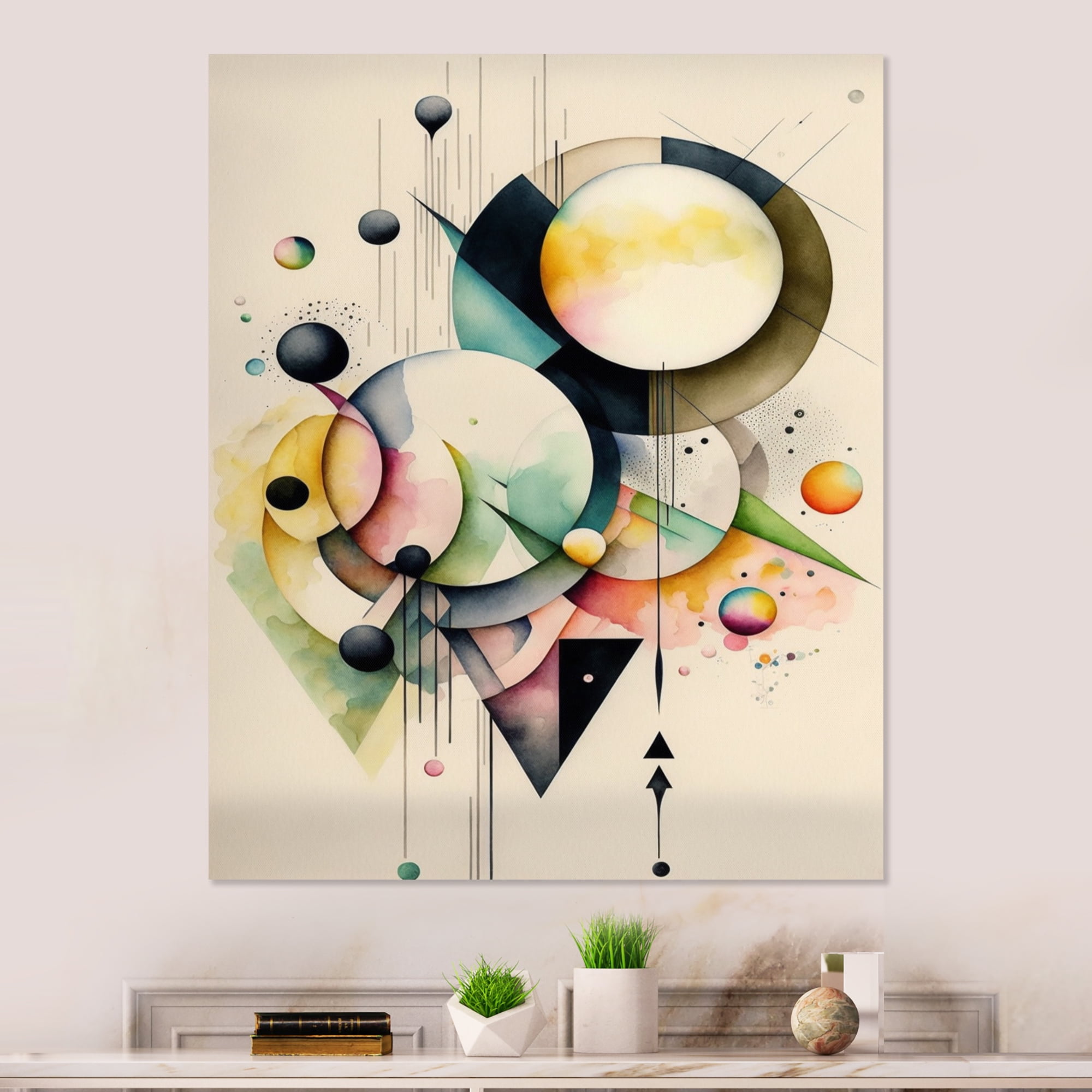 Designart Pastel Minimalist Multi Shape Art I Canvas Wall Art