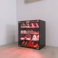 thumbnail image 4 of Holaki Shoe Box,Shoes Display Cabinet with LED light Bluetooth Control,Wooden Stackable Shoe Storage Box with Glass Door, Shoe Storage Bin Shoe Display Case for Sneakers (4 Tier), 4 of 16
