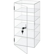 Acrylic Display Case with Lock Key Countertop Display Case Clear Showcase Display Cabinet Multi Functional Safe Storage Box for Retail Store (Fixed 5 Tier,20 x 9.4 x 9.3 Inch)
