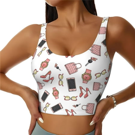 Jgfou Fashion Print Womens Sports Bra - Padded Workout Sports Bras Crop Tank Top
