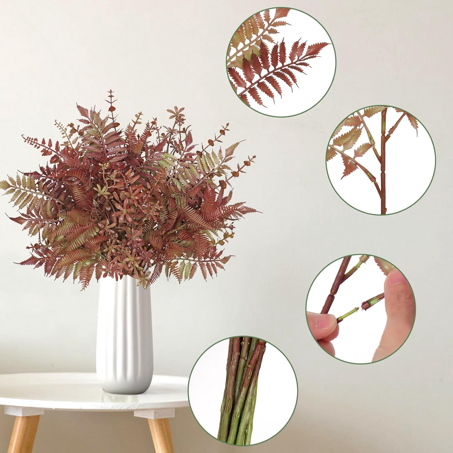 Mixed Eucalyptus Leaves Stems 12PCS, Artificial Plants Boston Fern Fake Branches Faux Shrub Bushes Greenery UV Resistant Plant for Vase Wedding Floral Outdoor Indoor Decor