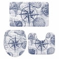thumbnail image 2 of Vintage Nautical Bathroom Rugs Set Summer Navy Blue Compass Shell Starfish Map Non Slip Absorbent Soft Bath Mats 3 Piece Set with Bathroom Rug, U-Shaped Floor Mat, Toilet Seat Cover Small Size, 2 of 9