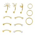 thumbnail image 3 of Juego de 12 piezas de pendientes Rook para decorar múltiples perforaciones, joyería para aniversario Color dorado, 3 of 8