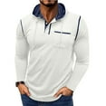 thumbnail image 2 of Mens Drawstring Hoodie Lightweight Casual Regular Fit Buttons Hooded Sweatshirt with Chest Pocket Base Pullovers (XL, White), 2 of 7