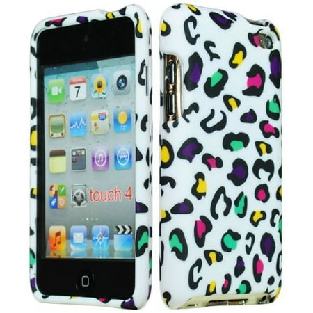 Bastex Hard Rubberized Animal Print Case for Apple iPod Touch 4, 4th Generation - Pink, Yellow, Green, & Purple Leopard