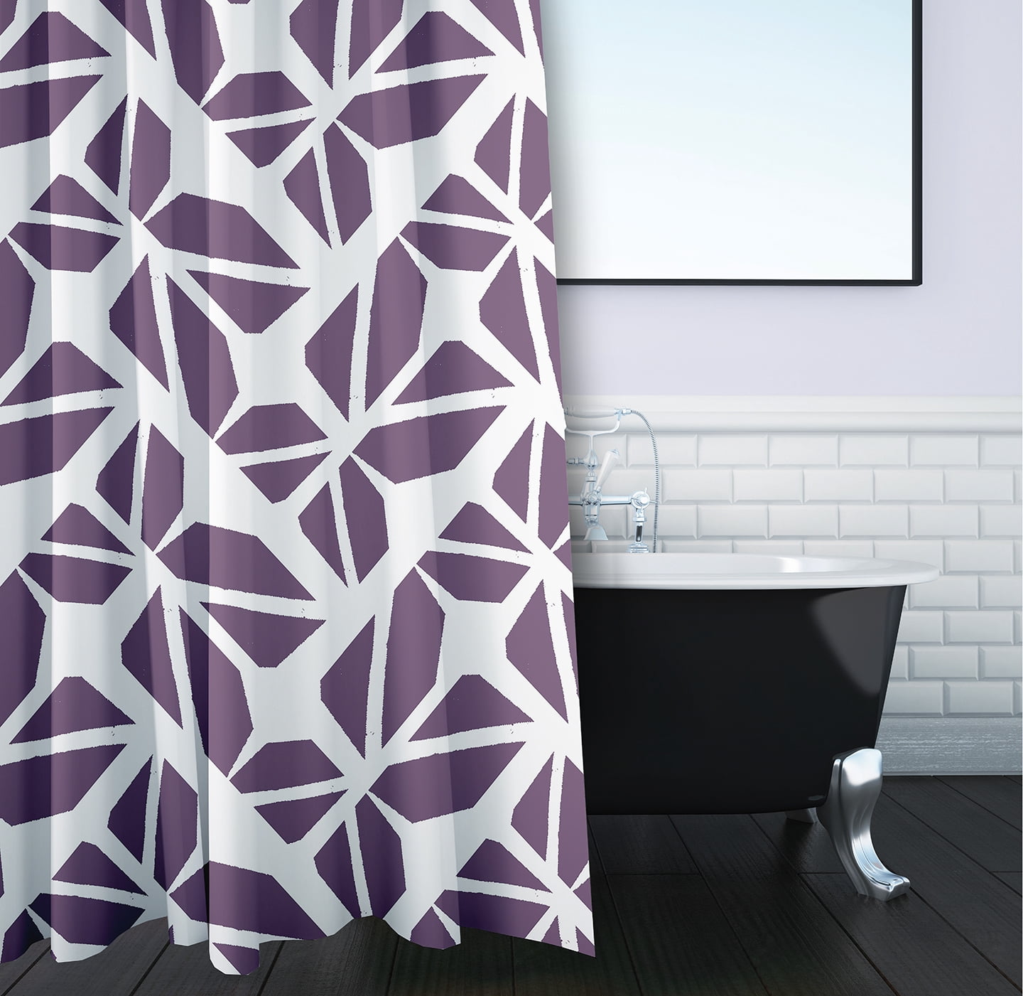 Simply Daisy 70" W x 73" L Kaleidoscope Graffiti Polyester Shower Curtain, Larkspur [1 Ct]