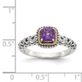 thumbnail image 4 of Shey Couture Sterling Silver with 14K Accent Antiqued Cushion Amethyst Ring, 4 of 6