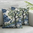 thumbnail image 3 of COMIO  Throw Pillow Covers Thibaut Asian Scenic Chinoiserie Blue Green Designer Luxury Decorative Throw Pillow Cover Pillow Cases Decorative Pillows Square Cushion, 3 of 5