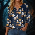 thumbnail image 2 of Godom Halloween Shirts for Women 3/4 Sleeve Tshirts Ghost Graphic V-Neck Tops 2025, 2 of 5