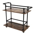 thumbnail image 4 of 2-Tier Industrial Coffee Table Bar Cart Trolley Rolling Casters Wheels Wine Rack, 4 of 18