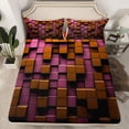 thumbnail image 2 of Feelyou Vintage Pixelate Miner Bed Sheets, Honeycomb Square King Sheets, Chic Lattice Abstract Sheet Set, Lightweight Room Decor, 4-Piece, 2 of 7