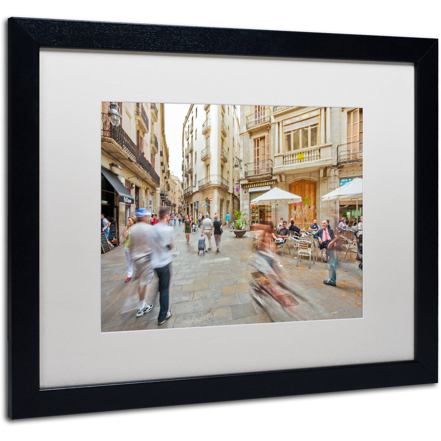 Trademark Fine Art "Ghost Biker Rides Gothic Barcelona" Canvas Art by Yale Gurney, White Matte, Black Frame