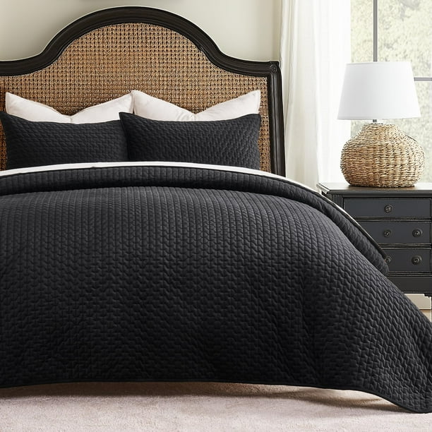 Juego de edredón EVERGRACE Luxury Velvet Full Queen Black