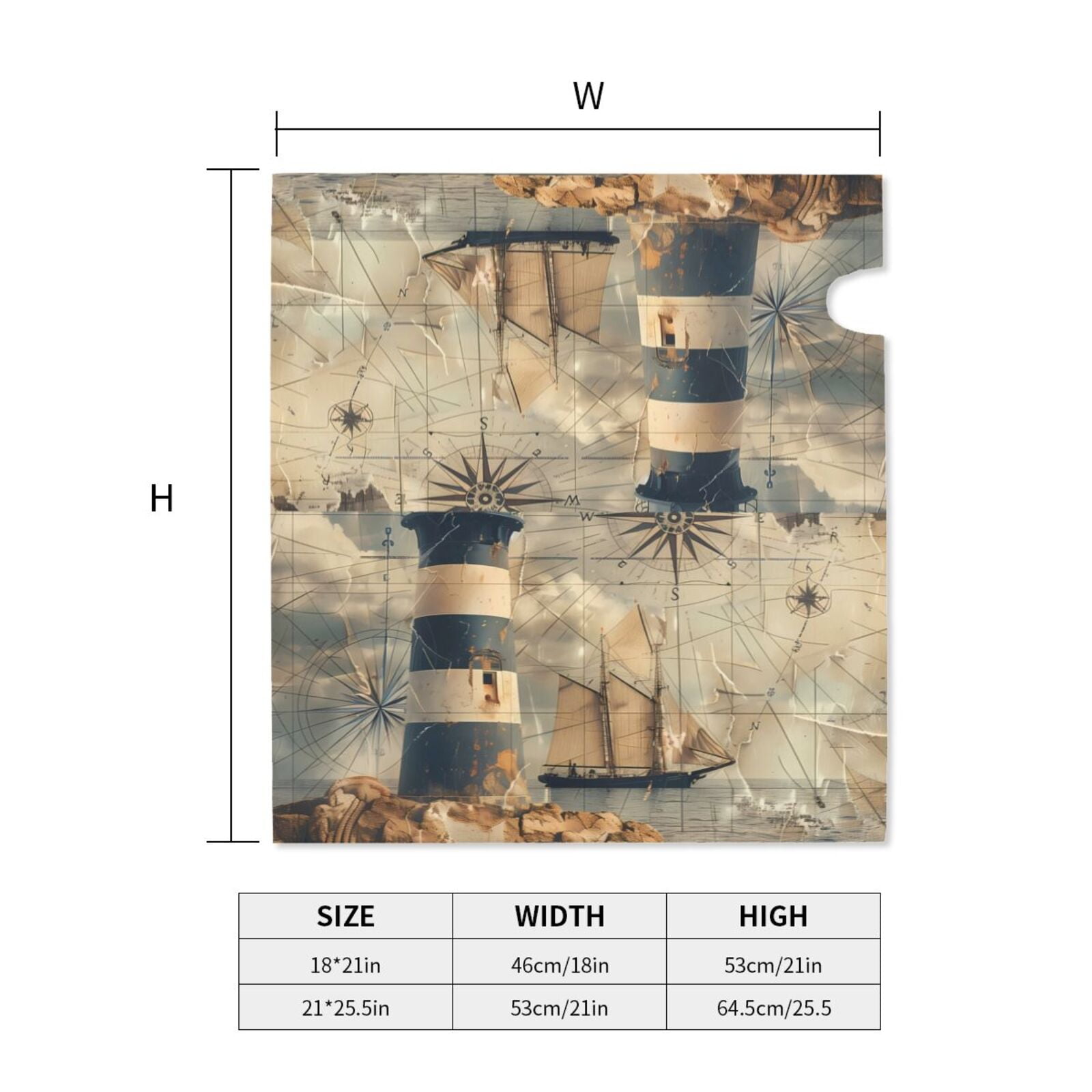 Gukieu Vintage Nautical Lighthouse Print Magnetic Mailbox Cover, Sun-proof and Waterproof Home Yard Mailbox Cover-21x18 in