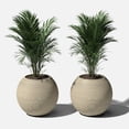 thumbnail image 4 of Veradek Strata Series Sphere Plastic-Stone Round Planter - Sand, 2 Pack, 4 of 9
