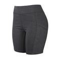 thumbnail image 3 of Women's High Waist Soft Ultra Stretch Yoga Shorts Leggings with 2 Side Pockets Pack of 3 Heather Charcoal, 3 of 6