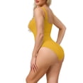 thumbnail image 3 of INSPIRE CHIC Ribbed Shapewear Bodysuits for Women Square Neck Tank Tops Thong Sleeveless Bodyshaper XL Yellow, 3 of 5