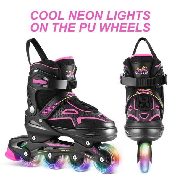 Opurtdor Adjustable Inline Skates for Boys & Girls with Light Up Wheels,Outdoor Beginners Roller Skates for Adults Men and Women 