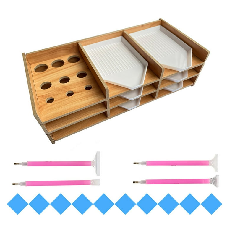 Wooden Diamond Painting Tools Storage Tray DIY Multi-Layer Rack Drilling  Pen Organizer Embroidery Diamond Painting Accessories