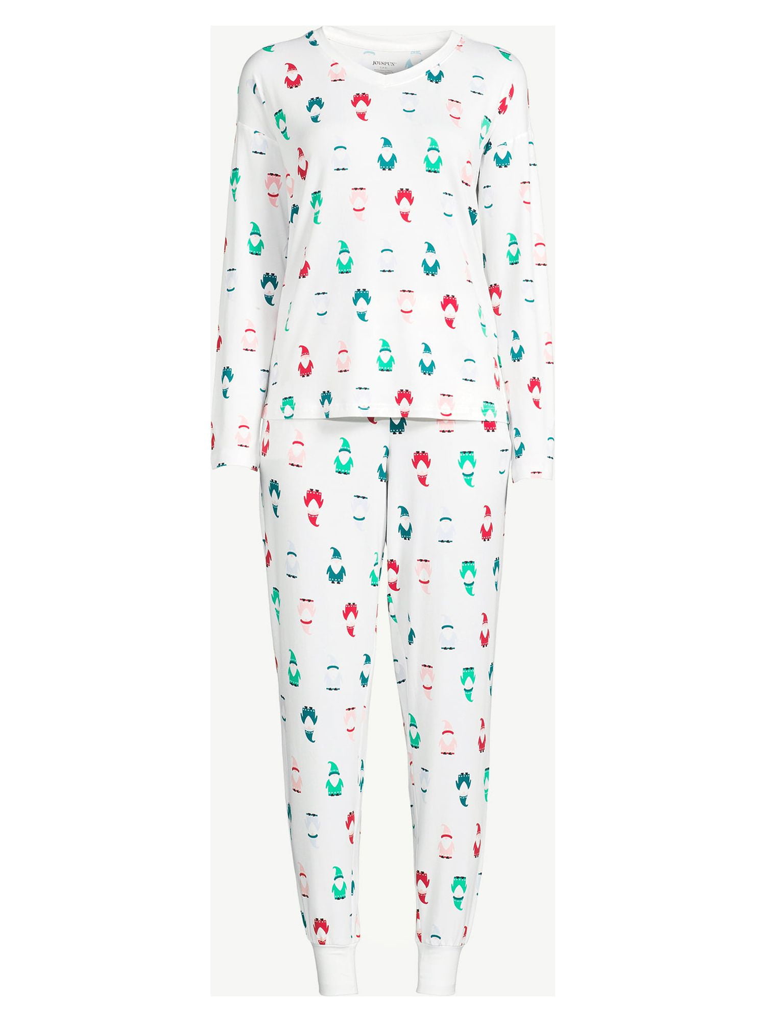 Joyspun Women's Long Sleeve Sleep Top and Jogger PJ Set, 2-Piece, Sizes up to 3X