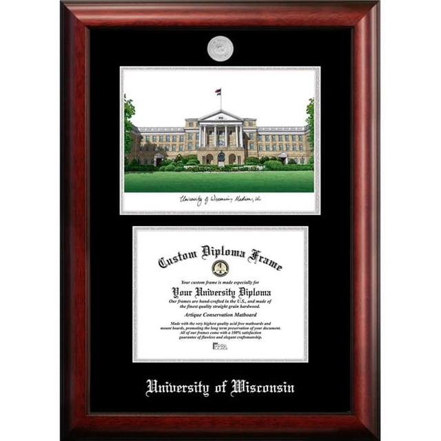 Campus Images WI995LSED-86 8 x 6 in. University of Wisconsin - Madison Silver Embossed Diploma Frame with Lithograph